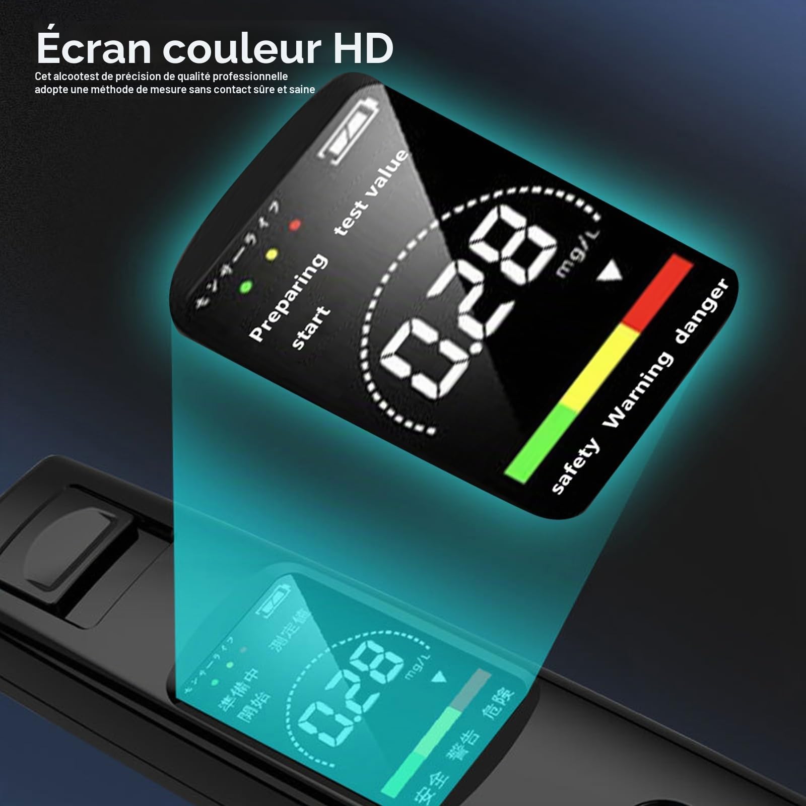 Ethylotest Electronique, Alcotest Numerique, Portable Testeur d'alcool avec Écran LCD Numérique, Ethylometre Mesures de Haute précision, Ethylotest Portable pour Usage Domestique et Professionnel