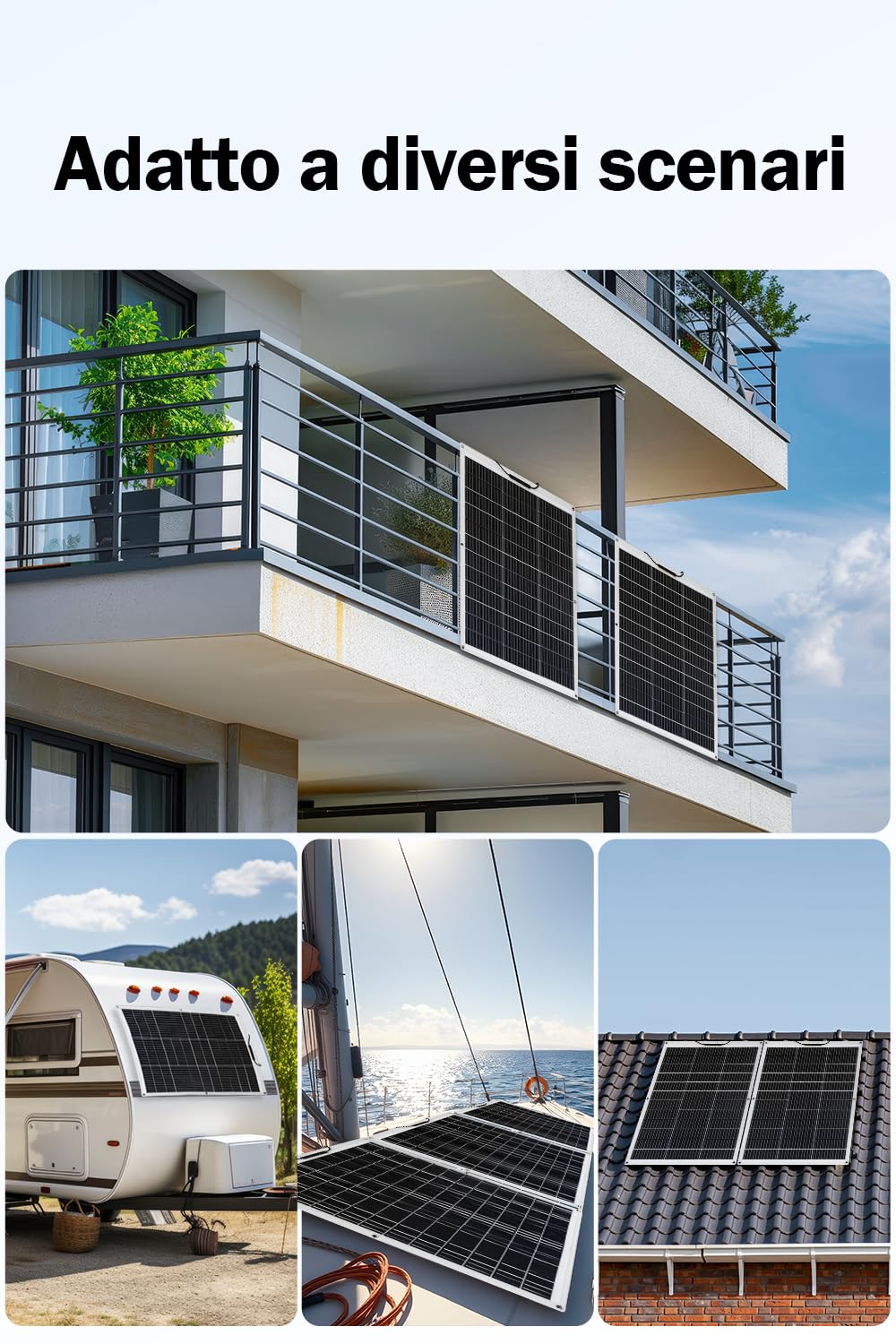 ECO-WORTHY Pannello Solare Flessibile Monocristallino da 130 W 12 V, Pannello Solare con Cavo di Ricarica per Camper, Auto, Barca, Batterie da 12 Volt