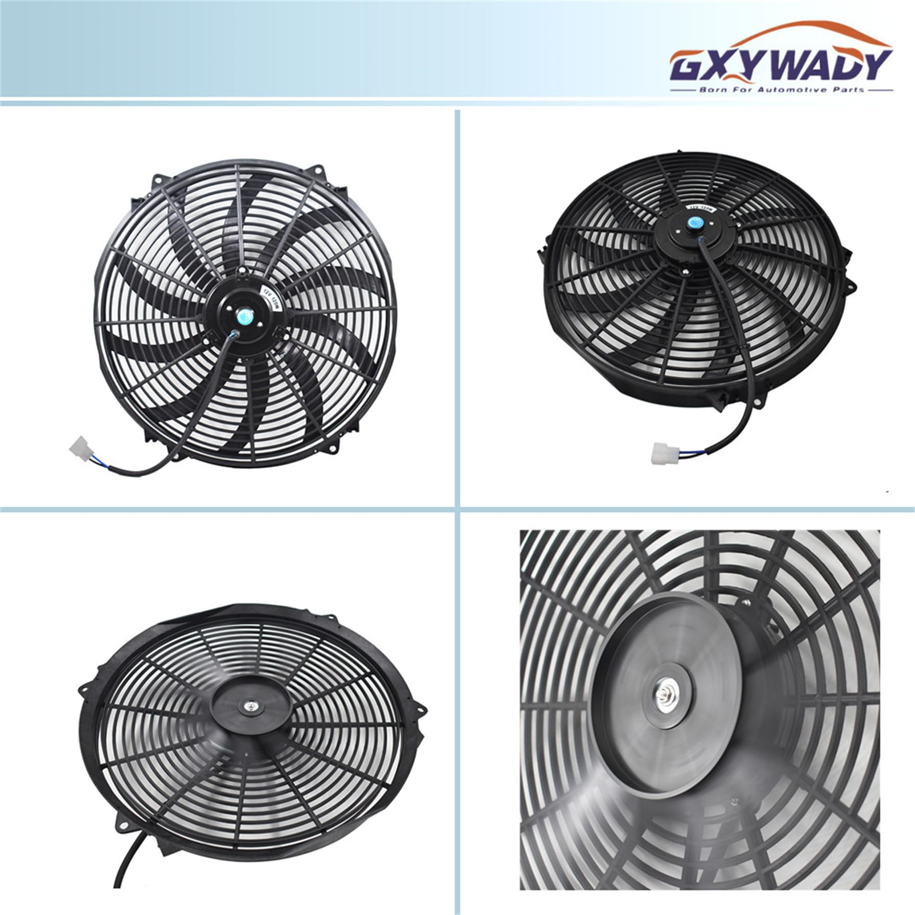 GXYWADY Ventilador eléctrico de radiador de 16 pulgadas, 3000 CFM, interruptor de cableado, kit de relé, color negro