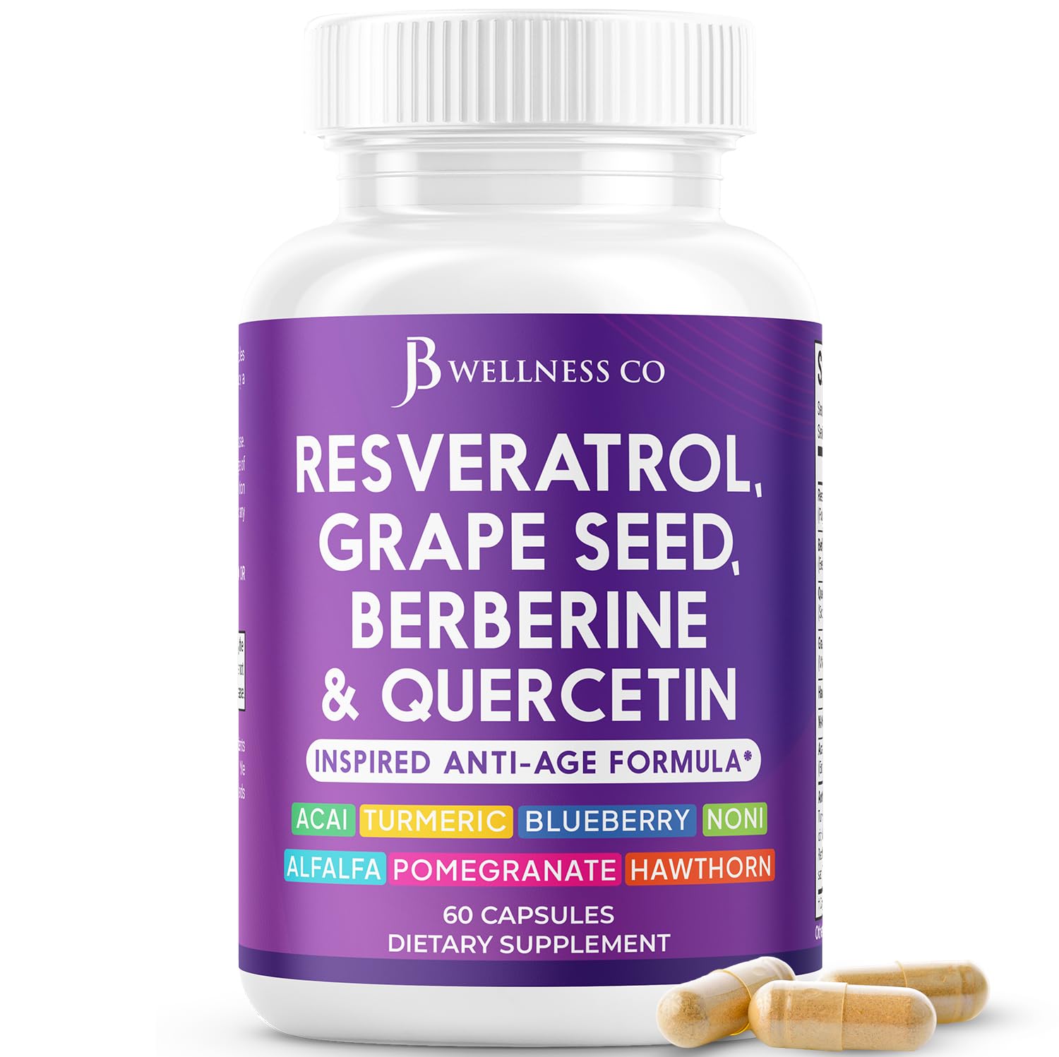 JB Wellness Resveratrol Grape Seed Extract Berberine Quercetin