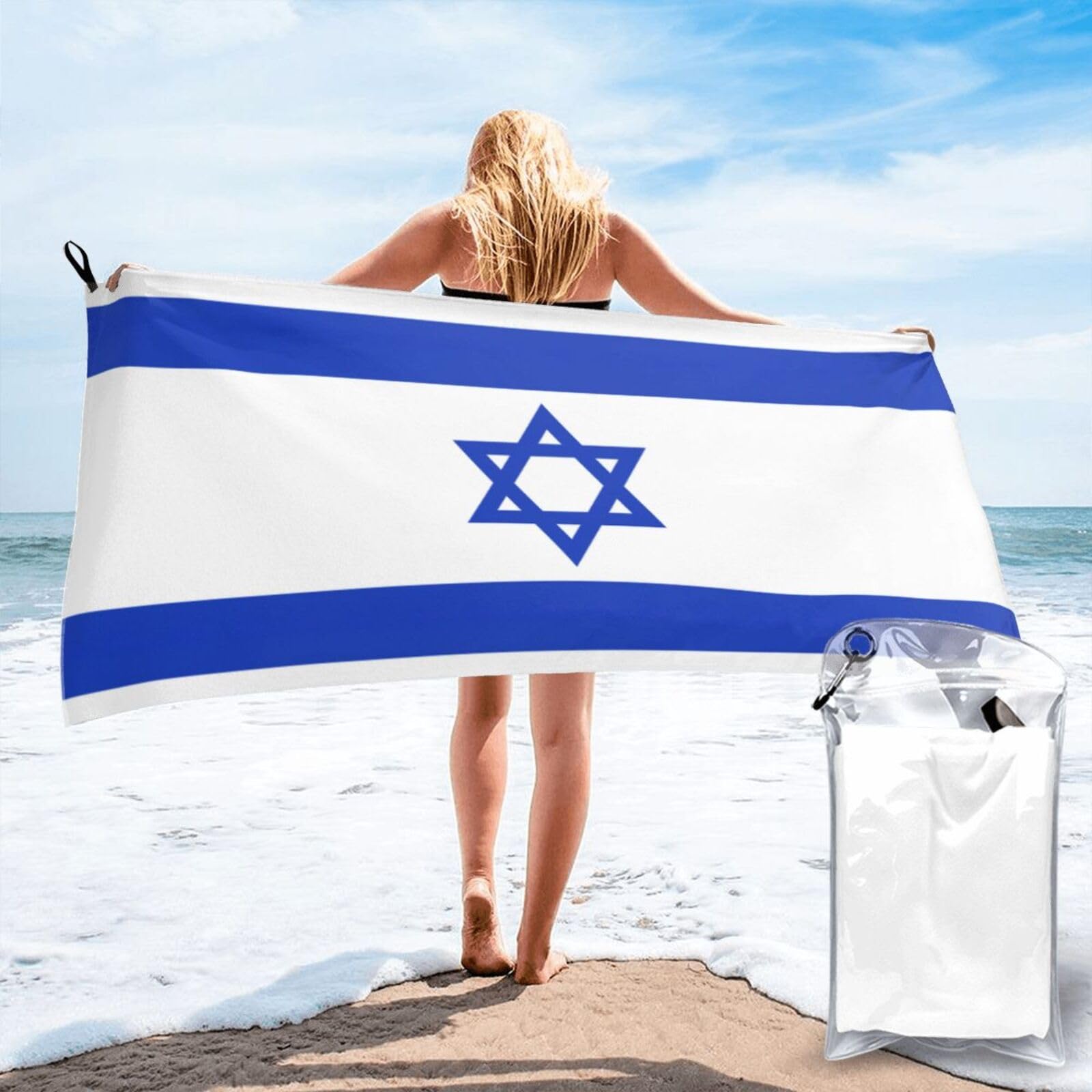 Serviette de bain drapeau israélien séchage rapide pour le sport