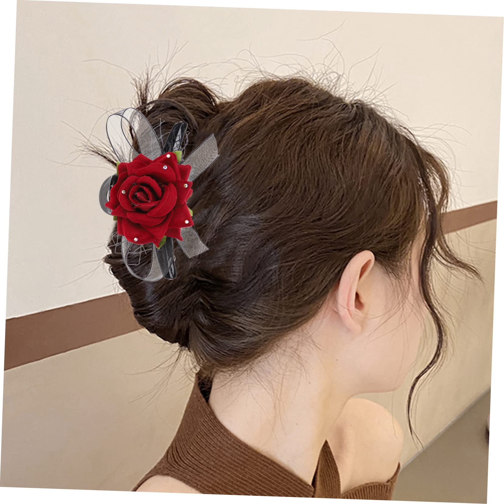 FRCOLOR 5 Pz fermaglio per rosa hair clip hair pin mollette per alla francese clip ad artiglio molletta fermaglio per fiore per con fiocco in pizzo