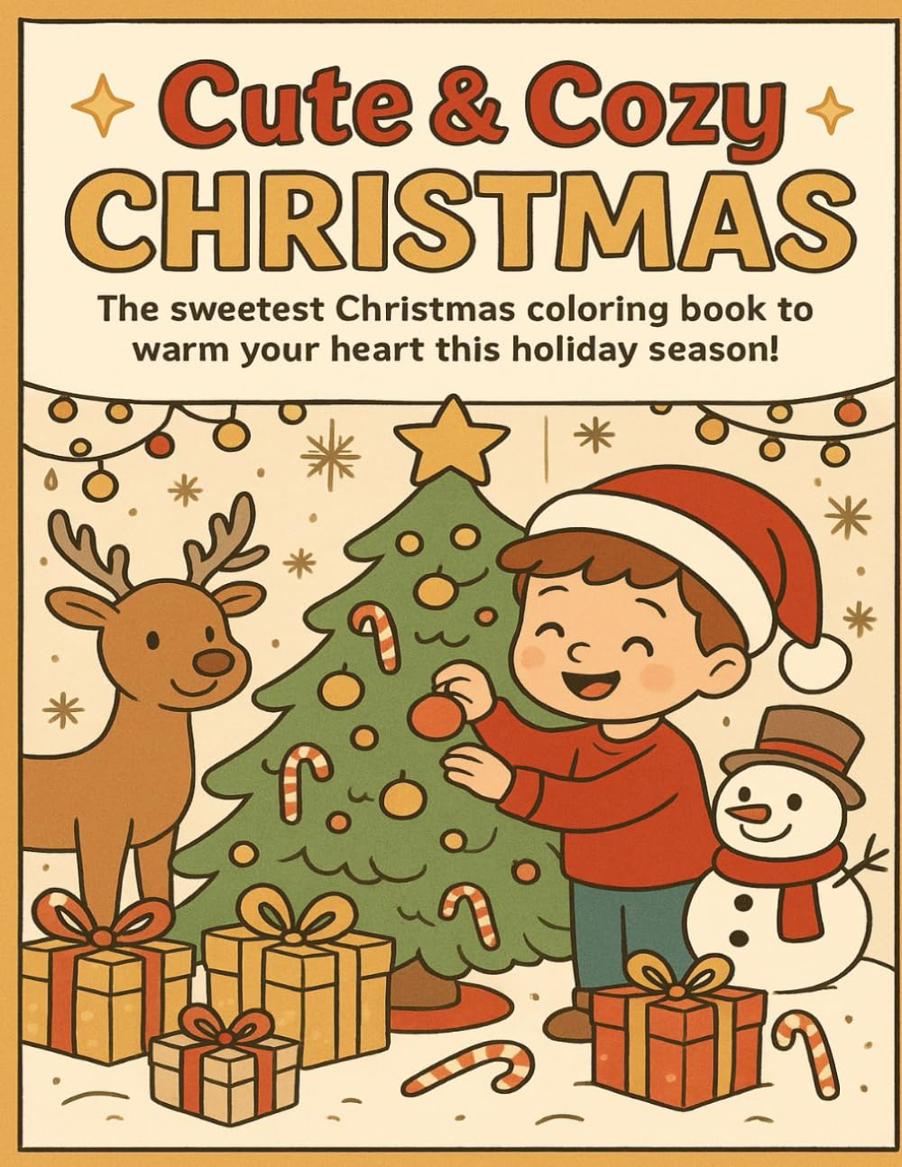 Cute and Cozy Christmas Coloring Book: 50 Adorable Holiday Illustrations with Santa, Snowmen & Reindeer, Cute Easy-to-Color Festive Pages for Relaxation and Holiday Fun