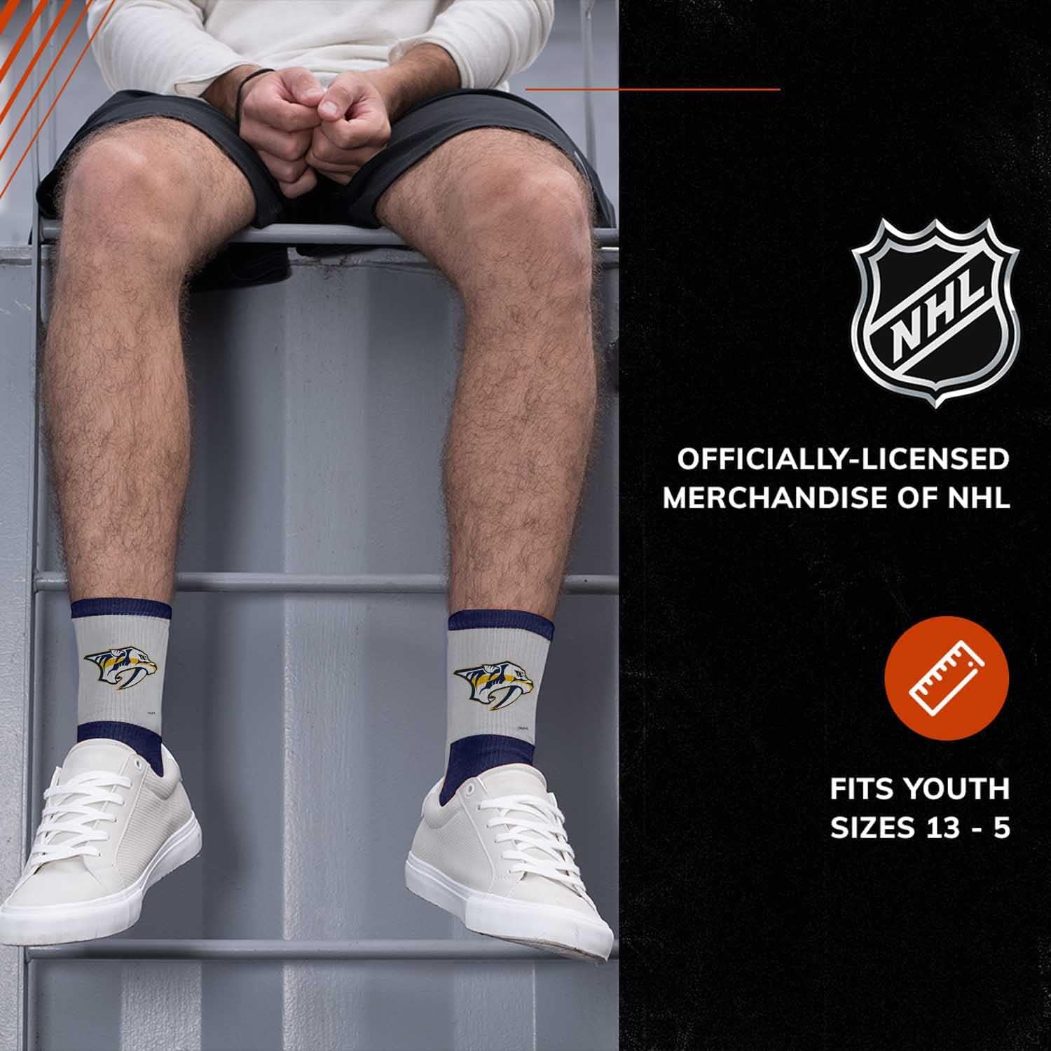 For Bare Feet NHL Youth Surge Socks - All Weather Performance - Machine Washable - Boys & Girls - Comfortable socks for Game