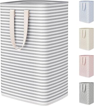 Lifewit 75L Large Collapsible Laundry Hamper, Tall Foldable Dirty Clothes Baskets Waterproof, Freestanding Design with Easy Carry Handles in Dorm Bedroom Bathroom College, Grey