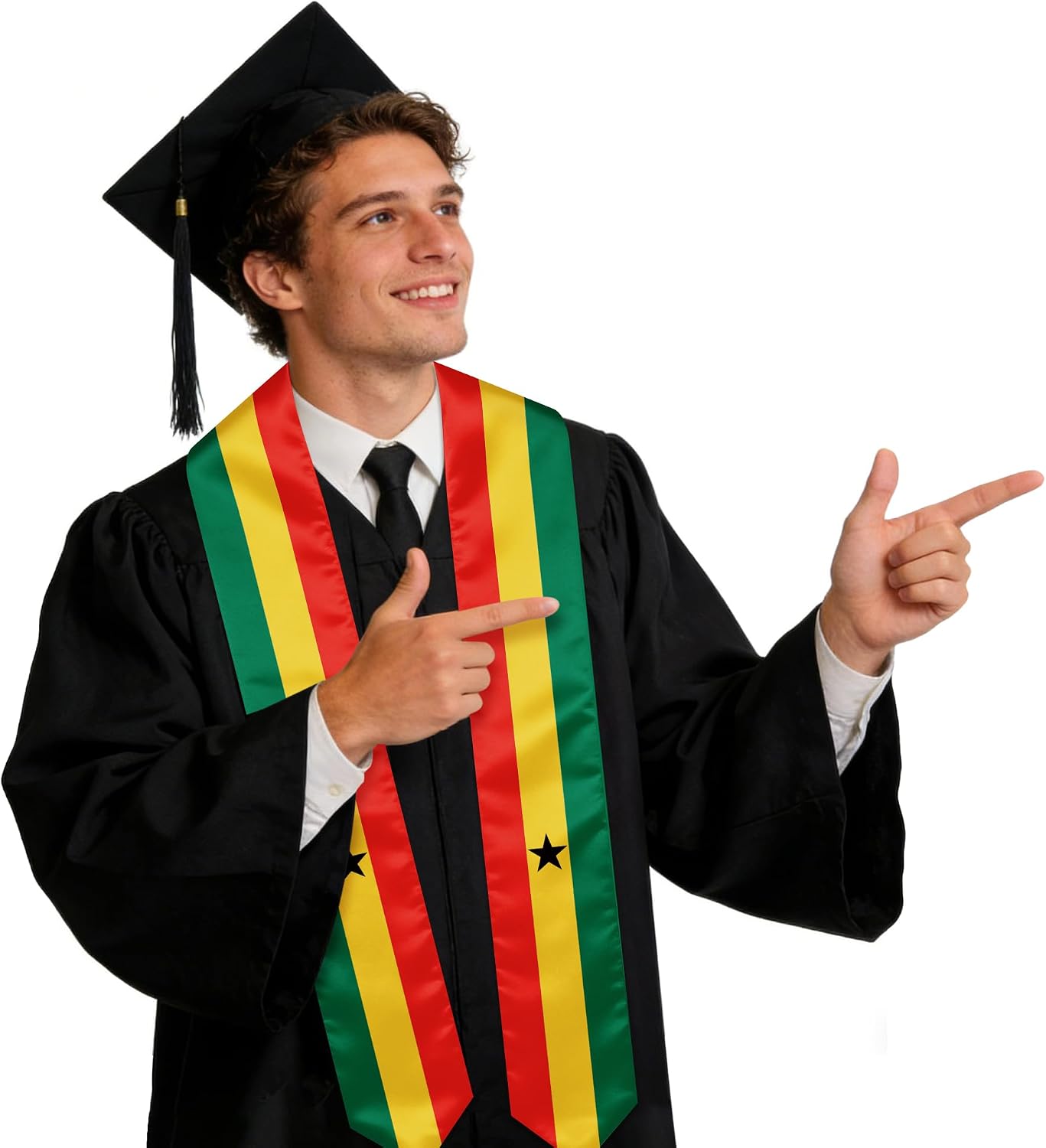 Ghana Graduation Sash Stole International Study Abroad Unisex Ghana Flag Graduation Scarf