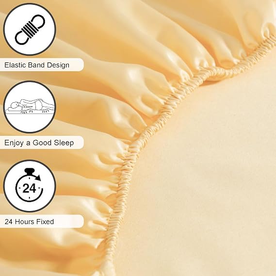 Polyester Bed Sheet- Bottom Fitted Sheet Single/Double/Queen/King Mattress Cover for Mattresses 5-30Cm Thick, Breathable Fitted Sheets Bedspread Bedding(90x200cm,Pink)