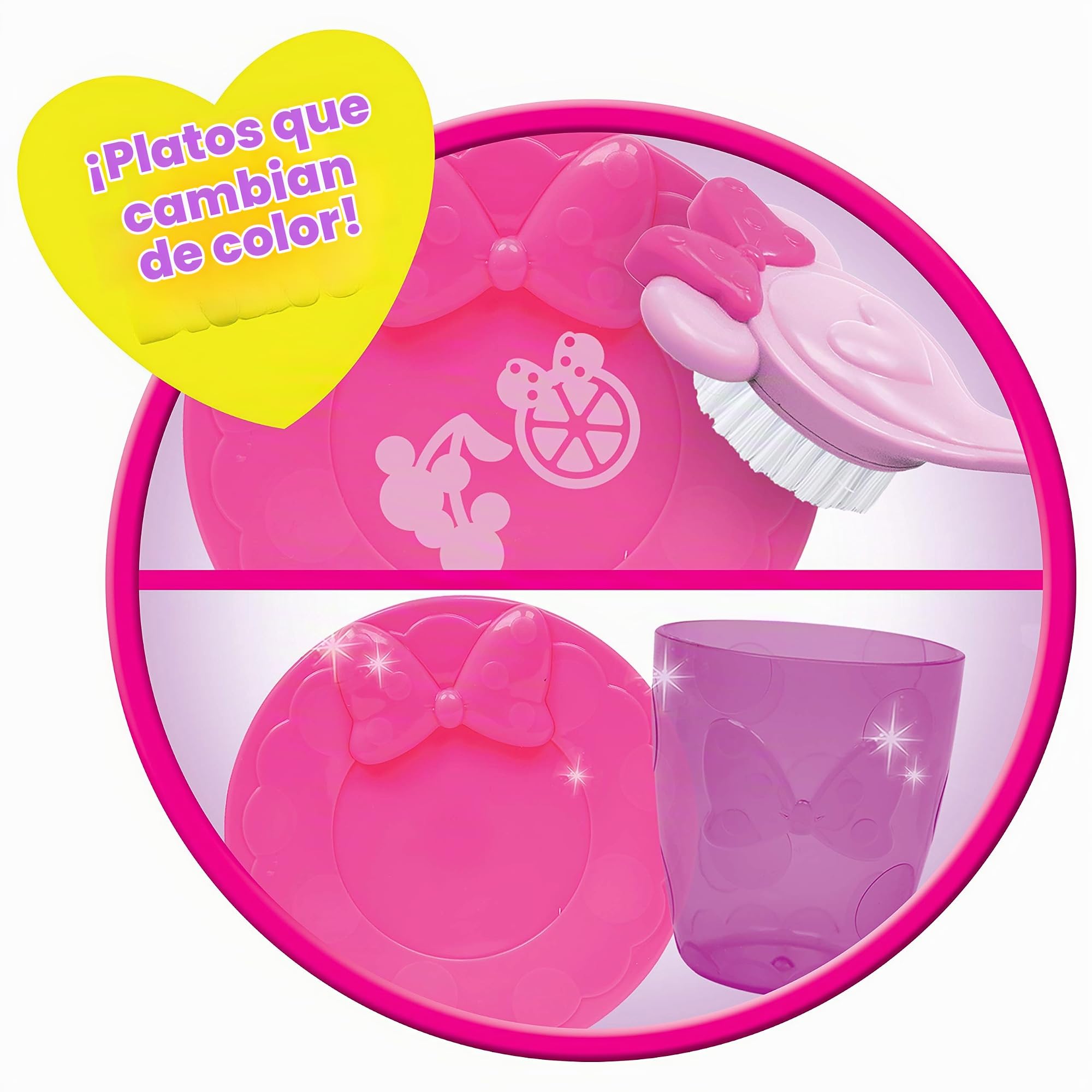 Fregadero mágico Disney Junior Minnie Mouse Happy Helpers Magic Sink Set, con 14 Piezas; Juguetes para niños a Partir de 3 años de Just Play