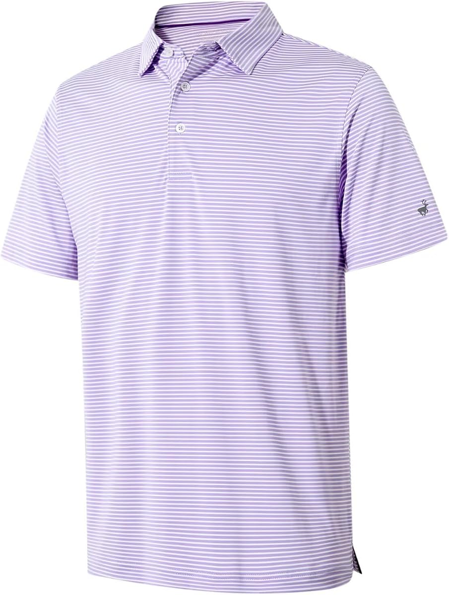 Golf Shirts for Boys Short Sleeve Moisture Wicking Dry Fit Performance Kids Youth Sport Striped Boys Polo Shirts