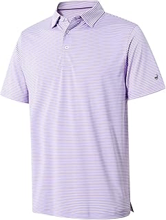 Mens Golf Shirt Moisture Wicking Dry Fit Performance Sport Short Sleeve Striped Golf Polo Shirts for Men