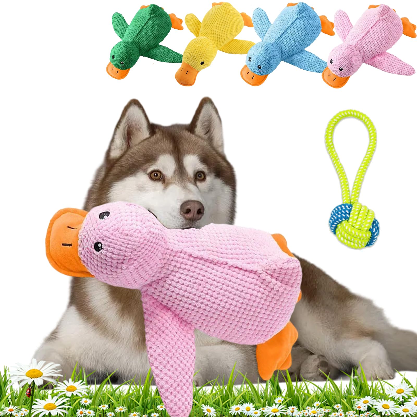 Calming Duck Toy for Dogs, Yellow Duck Dog Toy, Quacking Crinkle Duck Comfort Calming Toy for Dog Separation Anxiety Proper Relief, Soft Stuffed Plush Calming Pillow (Pink,M-32 * 28cm)