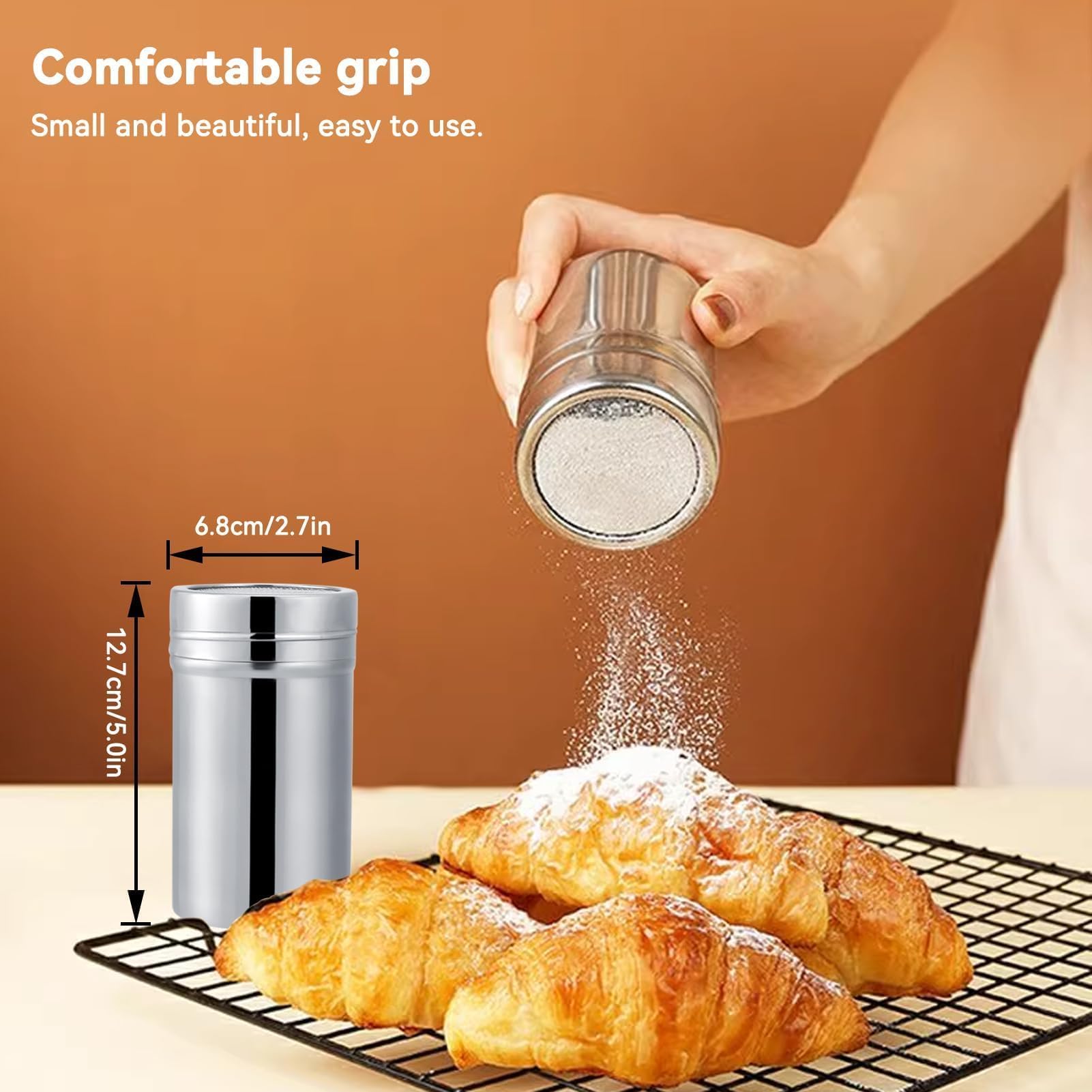 Saupoudreuse à Sucre Glace Inox - Shaker Cacao, Chocolat & Épices Pour Pâtisserie