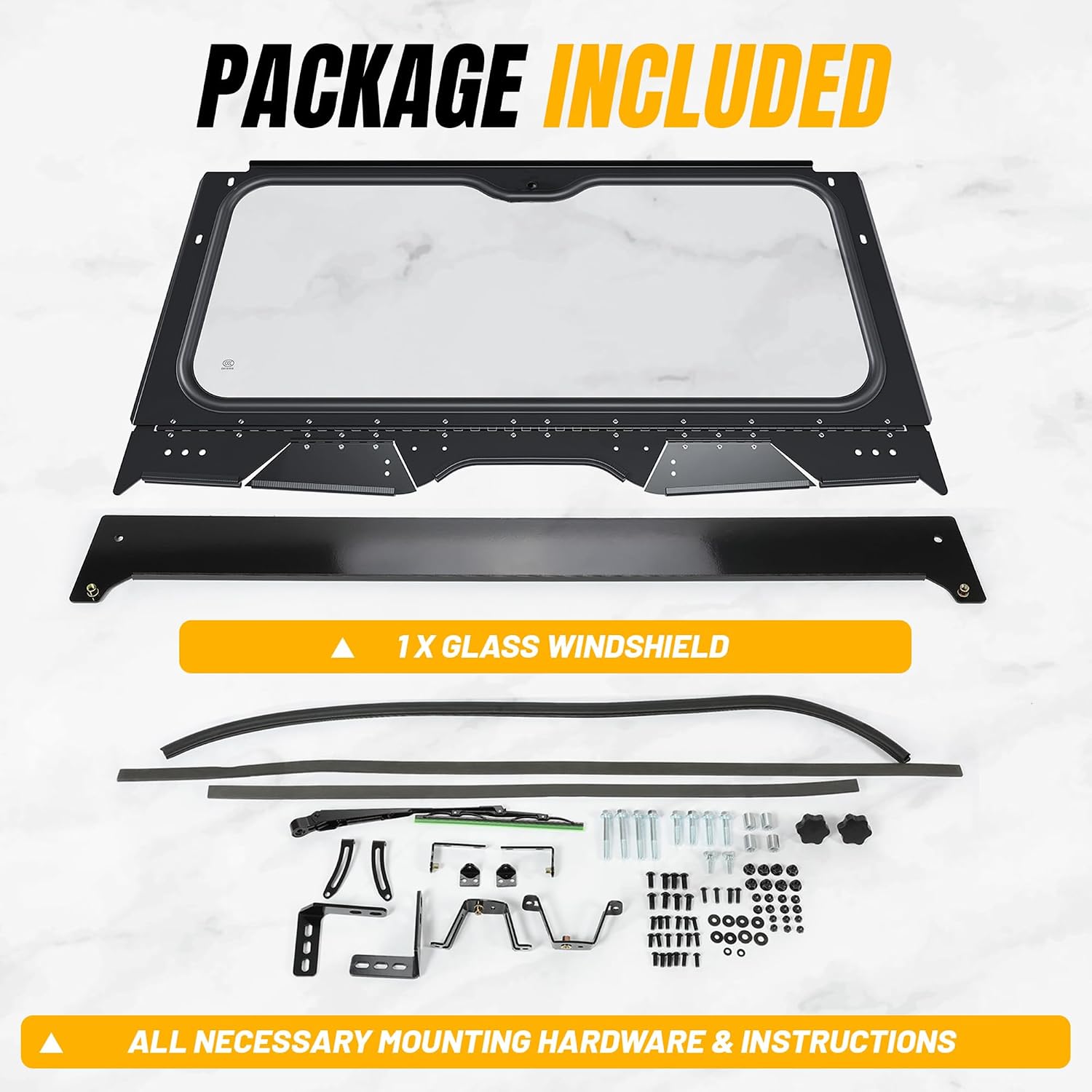 KUAFU Front Glass Windshield Compatible with 2019+ Honda Talon 1000R 1000X 1000X-4 Full Windscreen W/Wiper Aluminum Frame