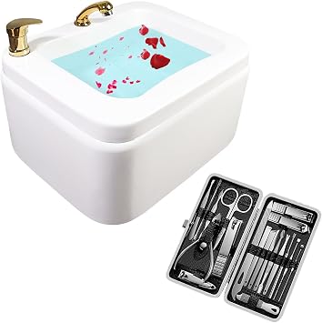 Pedicure Bowl, Footsie Bath Pedicure spa, Foot Bath spa, Foot soak tub, Portable Pedicure Bowl, Pedicure Spa Bathtub, Acrylic Pedicure Chair Shampoo Sink, Bath Basin for Foot SoakingGold