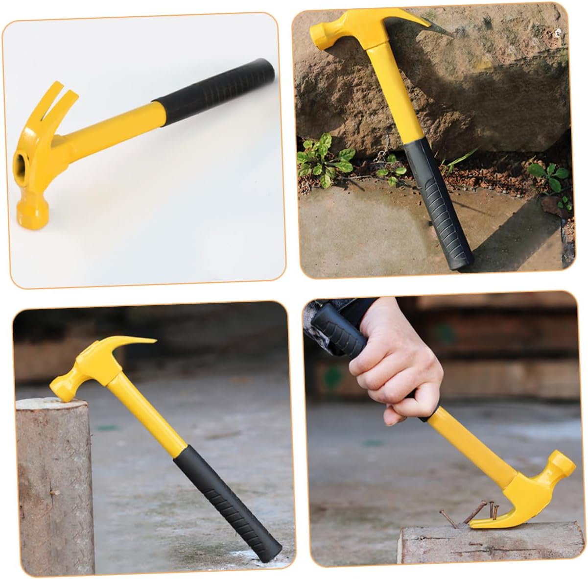 Multi-purpose Claw Hammer 0.8lb Steel Handle Carpentry Nailing Hammer Woodworking Tool with Non-slip Grip for Framing and Repairing