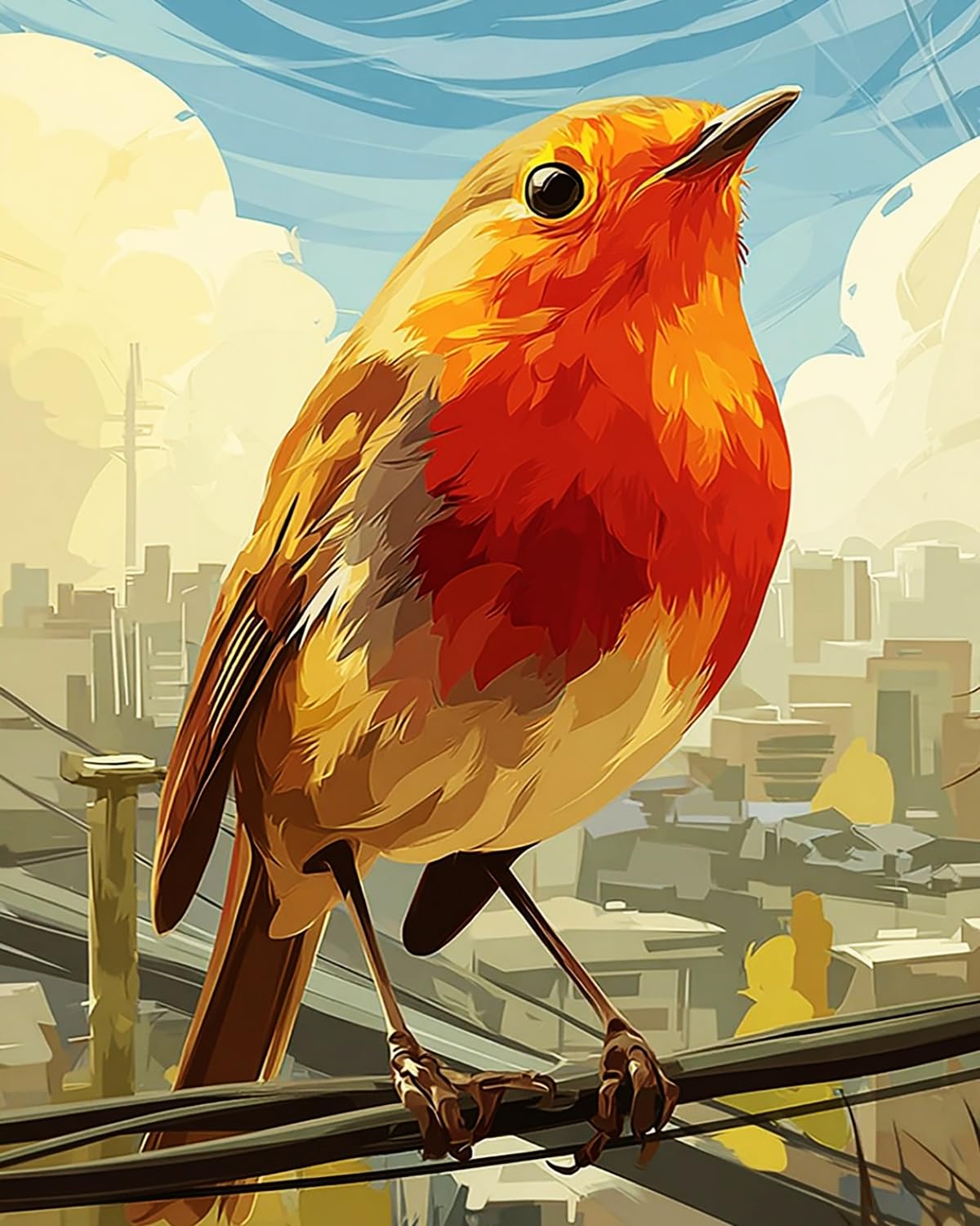 Liubaishi Multicolour Paint By Numbers For Adults, Morning Robin, 40X50 Cm Acrylic Canvas Painting Kit With Brushes