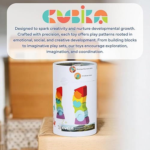 Miniatura 54 de CUBIKA Camión grúa de madera – Juego de vehículos de construcción magnética para niños pequeños a partir de 18 meses – Juguete Montessori