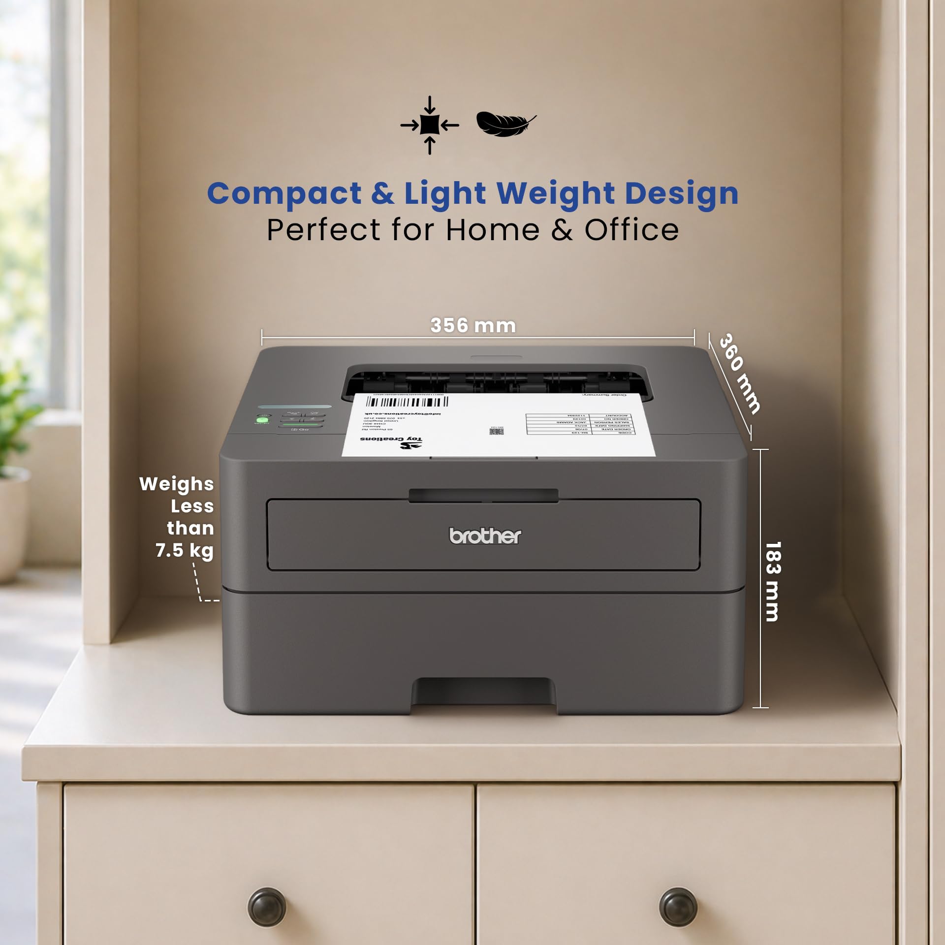 Brother HL-L2440DW (New Launch) Auto Duplex Laser Printer, 30 PPM Print Speed, LCD Display, 64 MB Memory, (WiFi Wireless LAN USB), 250 Sheet Paper Tray, 3000 Pages Inbox Toner, Free Installation — Amazon image 7