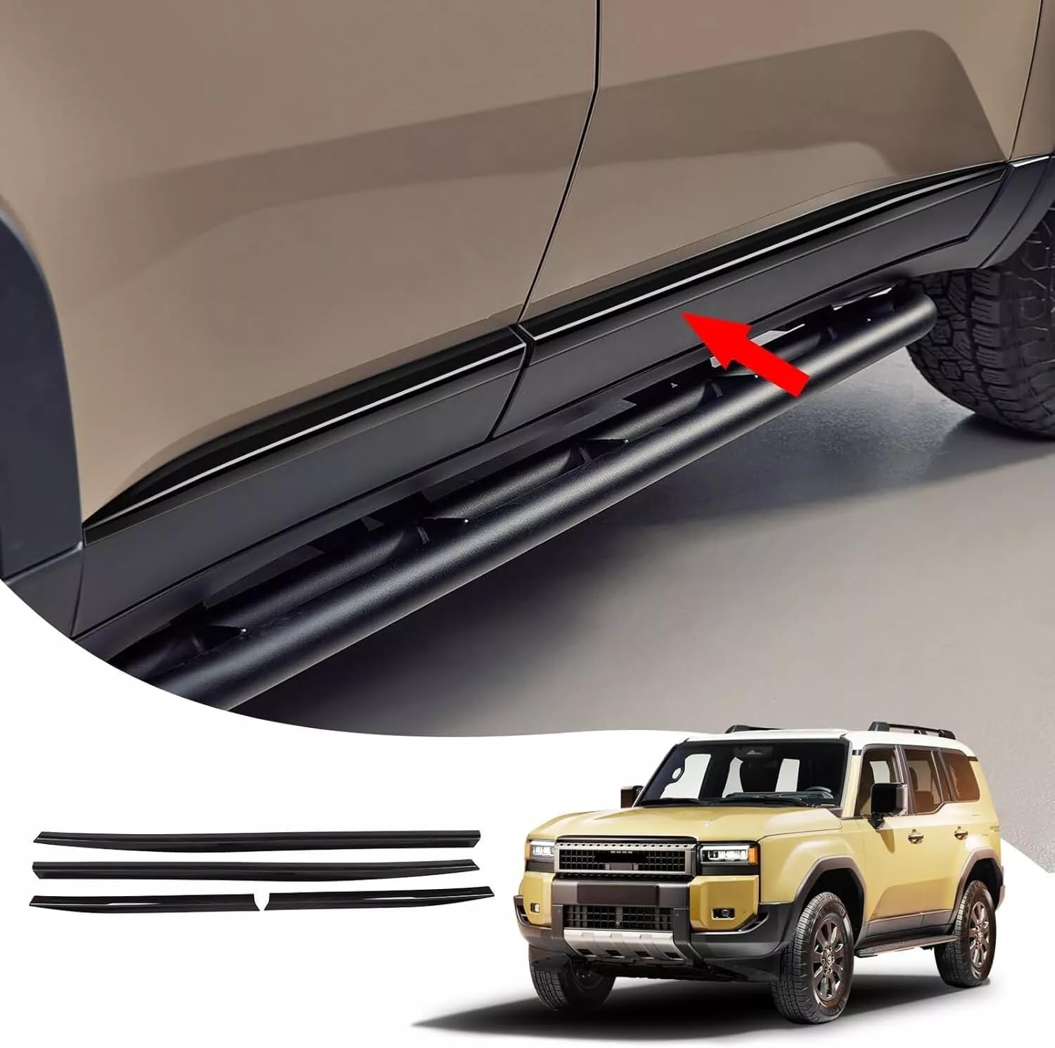 Car Side Skirt Door Side Line Garnish Body Trim Fit for Land Cruiser Prado J250 2024