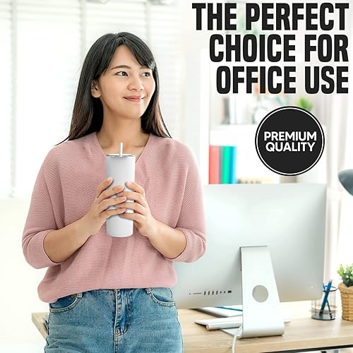 Miniatura 8 de Tenini Strive Vasos delgados con tapas, pajitas y cepillos de limpieza, vaso aislado de acero inoxidable para bebidas calientes y frías, una taza