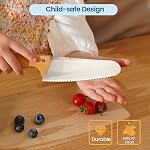 KIBBIDEA Kids Safe Knife Set for Real Cooking 4pcs, Rounded Design Won't Cut Skin, Stainless Steel Toddler Friendly Knife Set, Child Kitchen Knives for Cutting Fruits, Vegetable and Cake, Gift for Boys & Girls