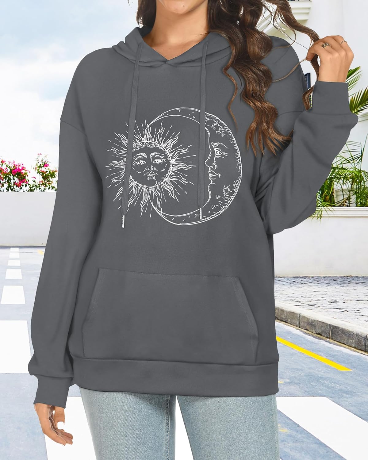 Women's Hoodies Long Sleeve Sweatshirts Drawstring Pullover Tops with Pocket Casual Loose Blouses Tunic - Image 6