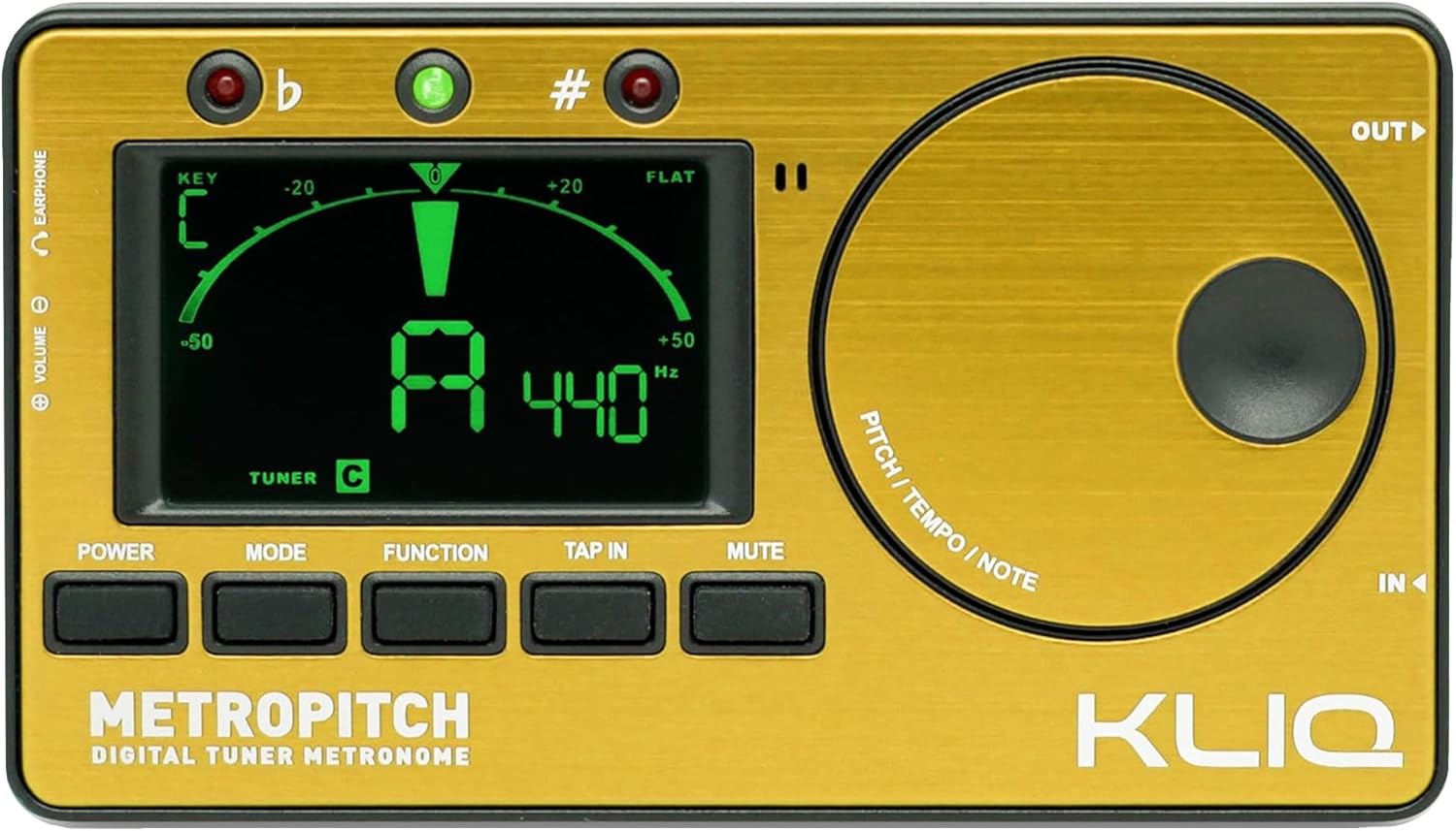 KLIQ MetroPitch - Metronome Tuner for All Instruments - with Guitar, Bass, Violin, Ukulele, and Chromatic Tuning Modes (MetroPitch, Gold) MetroPitch Gold