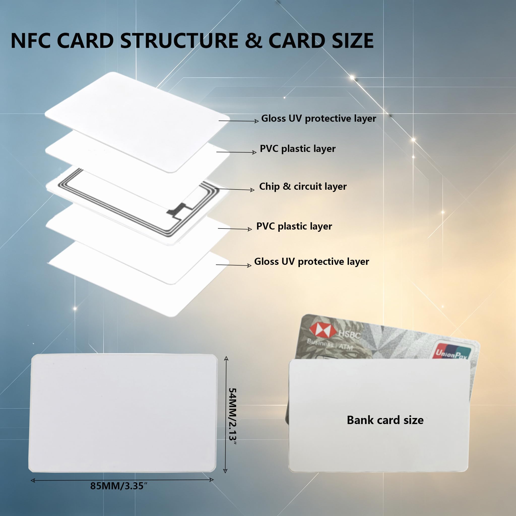 40 tarjetas de PVC NTAG215 en blanco, tarjetas NFC inteligentes para el hogar y la oficina, tarjetas NFC programables y regrabables, tarjetas de juegos, buena compatibilidad, tarjetas NFC blancas