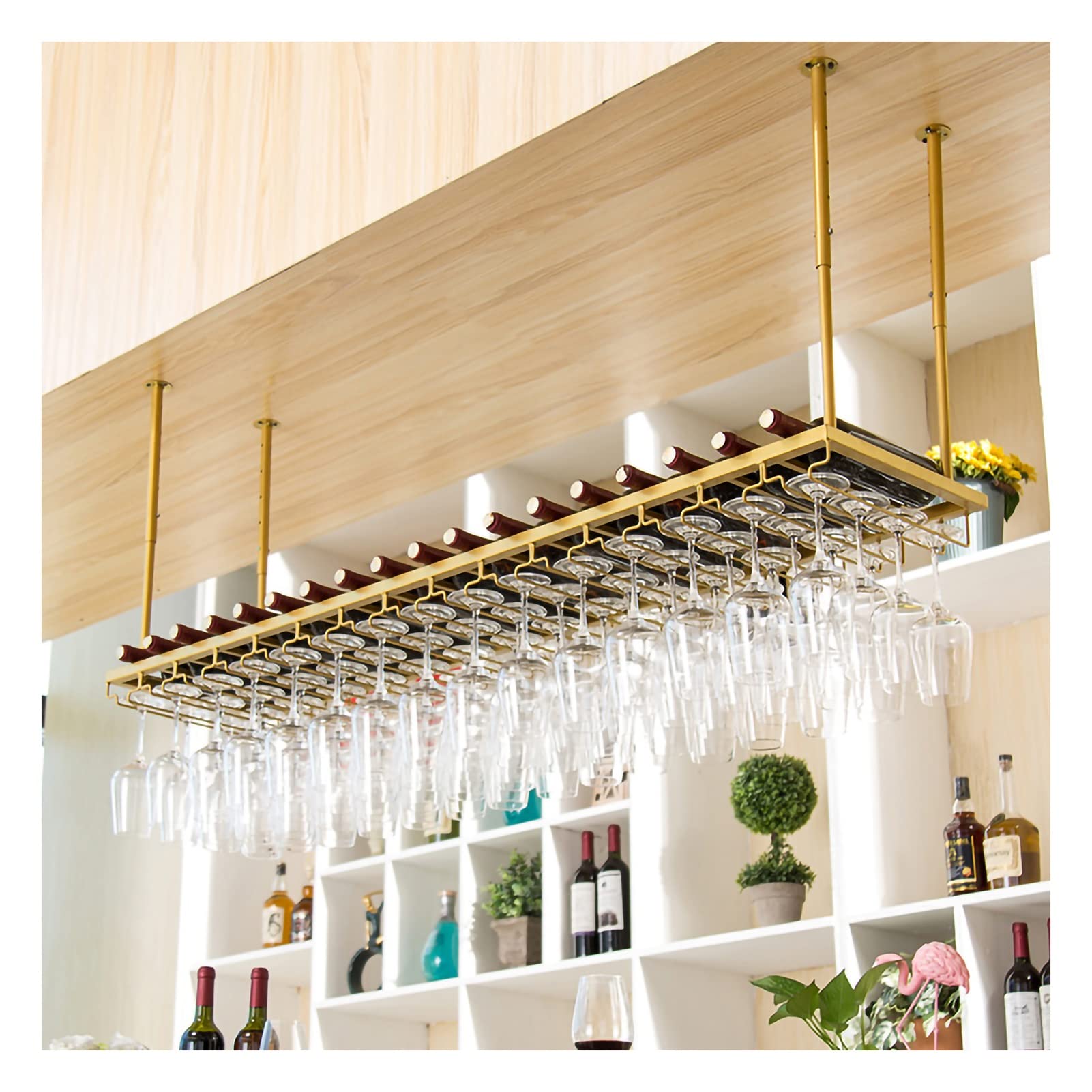 Étagère en verre à pied suspendue et rangement bouteille or DASHADAO