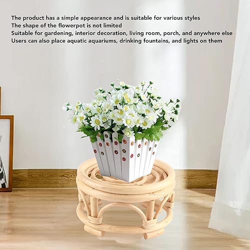 Miniatura 2 de Soporte para plantas de interior de ratán, 4 soportes de ratán de mimbre para patio (15.0 x 5.9 x 8.3 in)