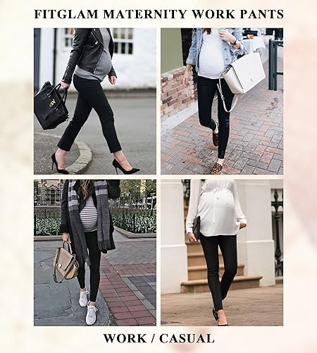 Miniatura 5 de fitglam Pantalones de maternidad para mujer, para el trabajo, pantalones de embarazo, pantalones de oficina sobre el vientre, pantalones elásticos