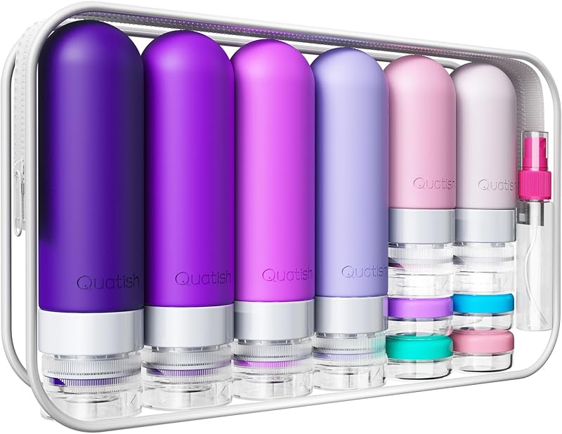 Quatish Kit com 20 Frascos Recarregáveis para Viagem, Roxo