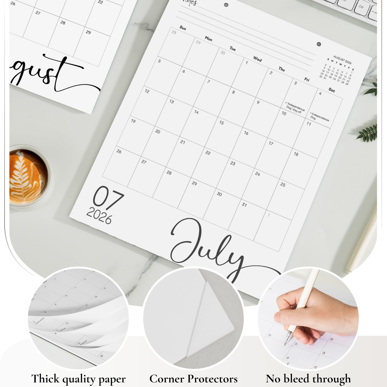 Magnetischer Kalender für Kühlschrank Januar 2026 bis Juni 2027, 34,8 x 27,9 cm, 18 Monate, magnetischer Kühlschrankkalender, große Schreibblöcke mit Feiertagen