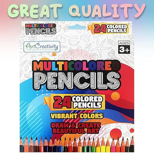 Miniatura 3 de ArtCreativity Lápices multicolores, paquete de 24 lápices de colores preafilados para niños y adultos, ideales para proyectos de arte escolares,