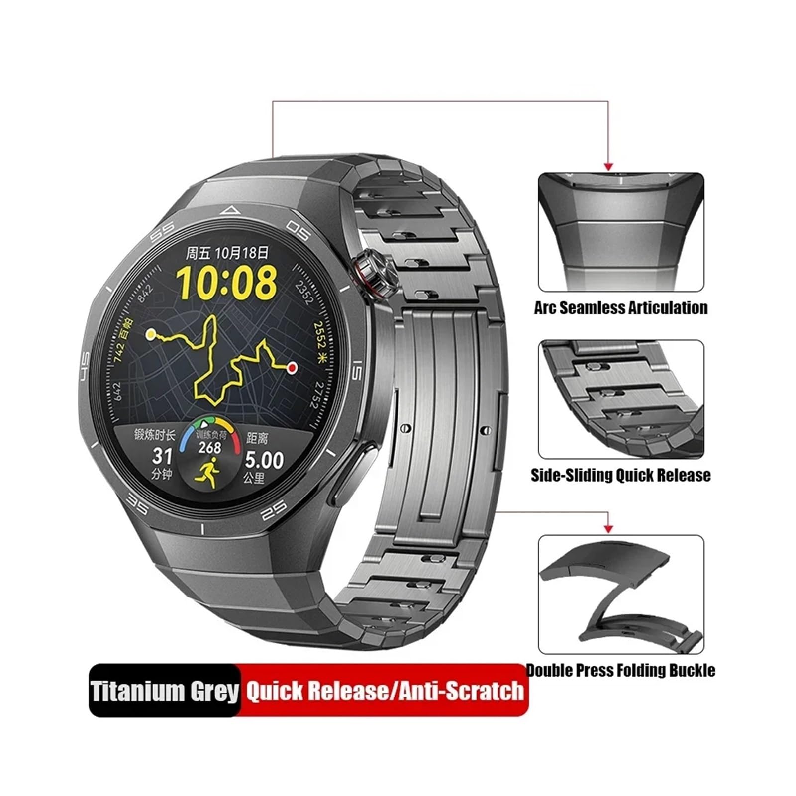 Huawei Watch GT 5 Pro Luxury Metal Band Without Spaces Fit for