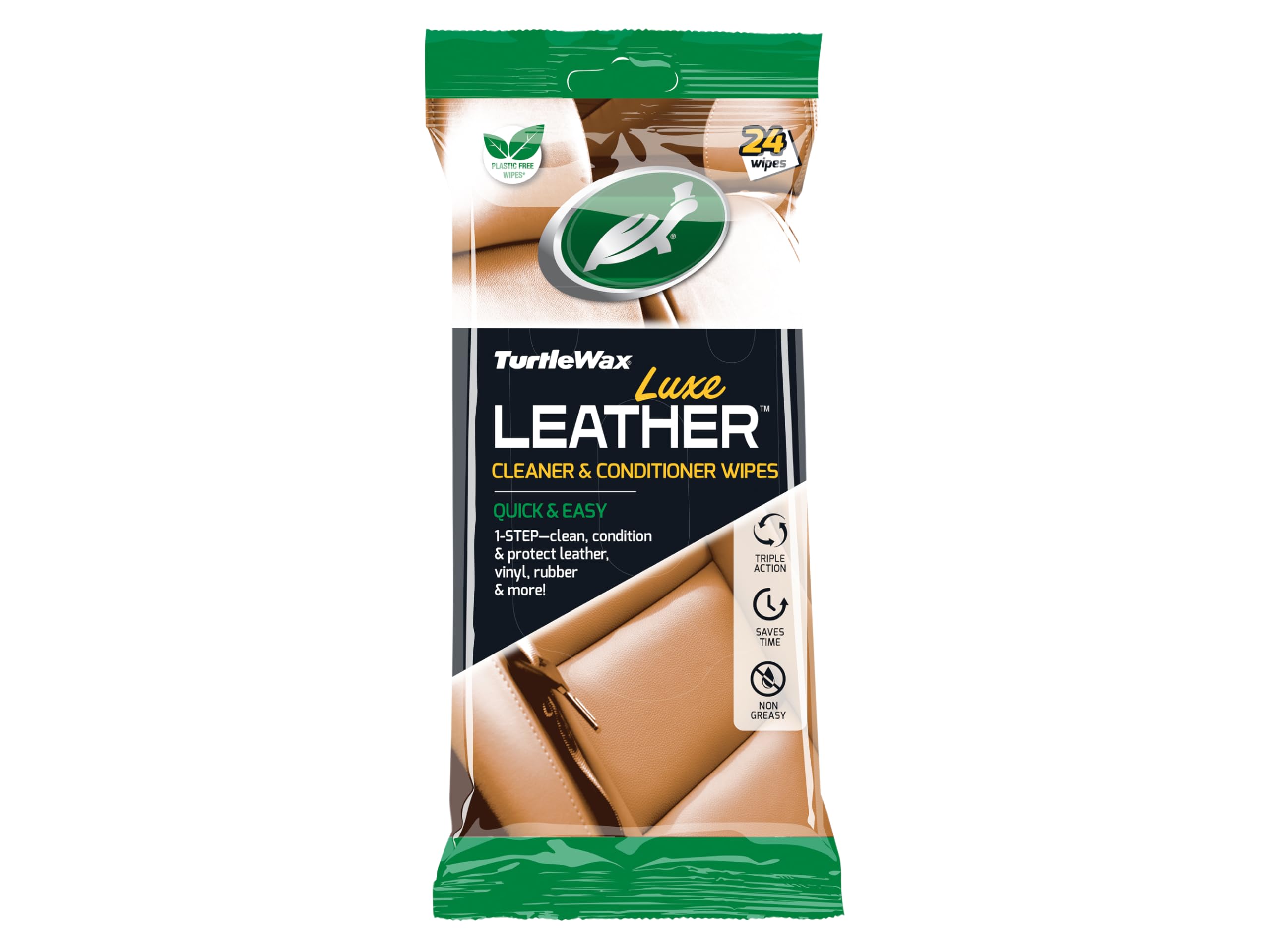 Turtle wax Luxe Leather Cleaner & Conditioner Wipes | 1-Step Clean, Condition & Protect Leather, Vinyl, Rubber & More