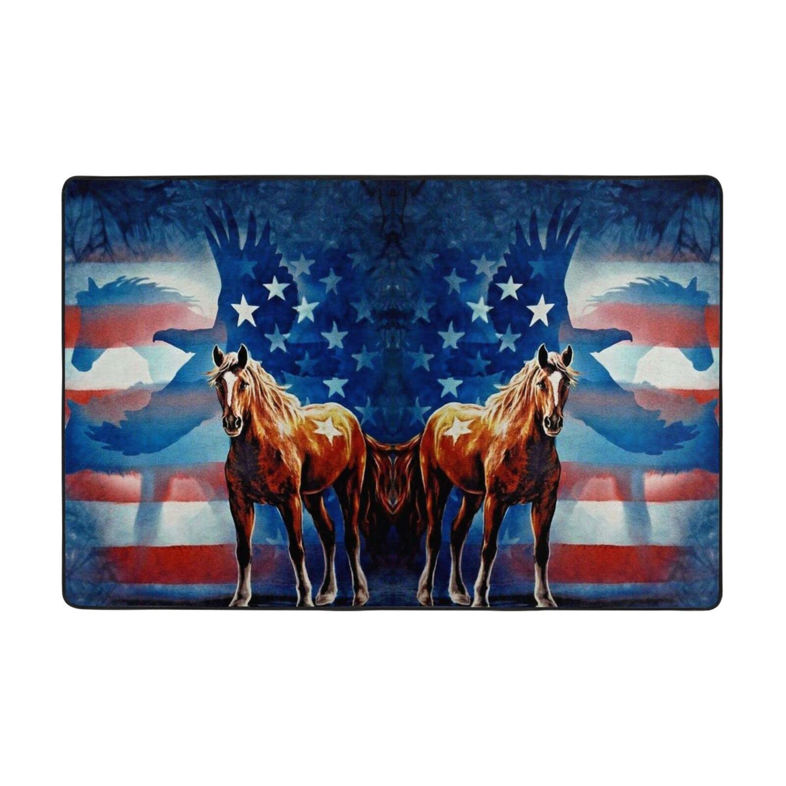 Tapis aigle et drapeau américain en microfibre douce pour salon et chambre