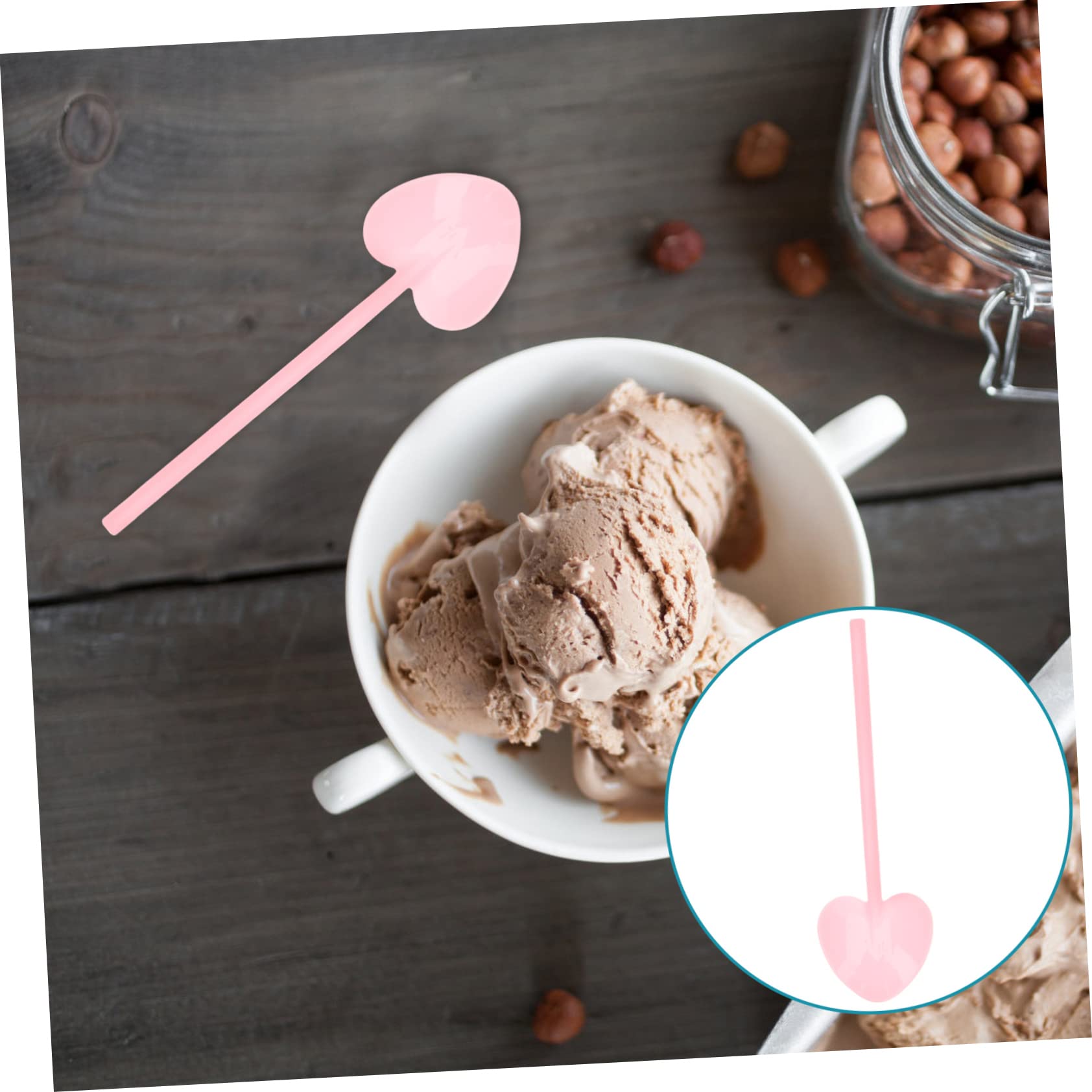 IWOWHERO 100pcs Disposable Plastic Dessert Spoons Party Supplies for Ice Cream Cake Pudding Yogurt Design for Home Restaurant Parties Picnics