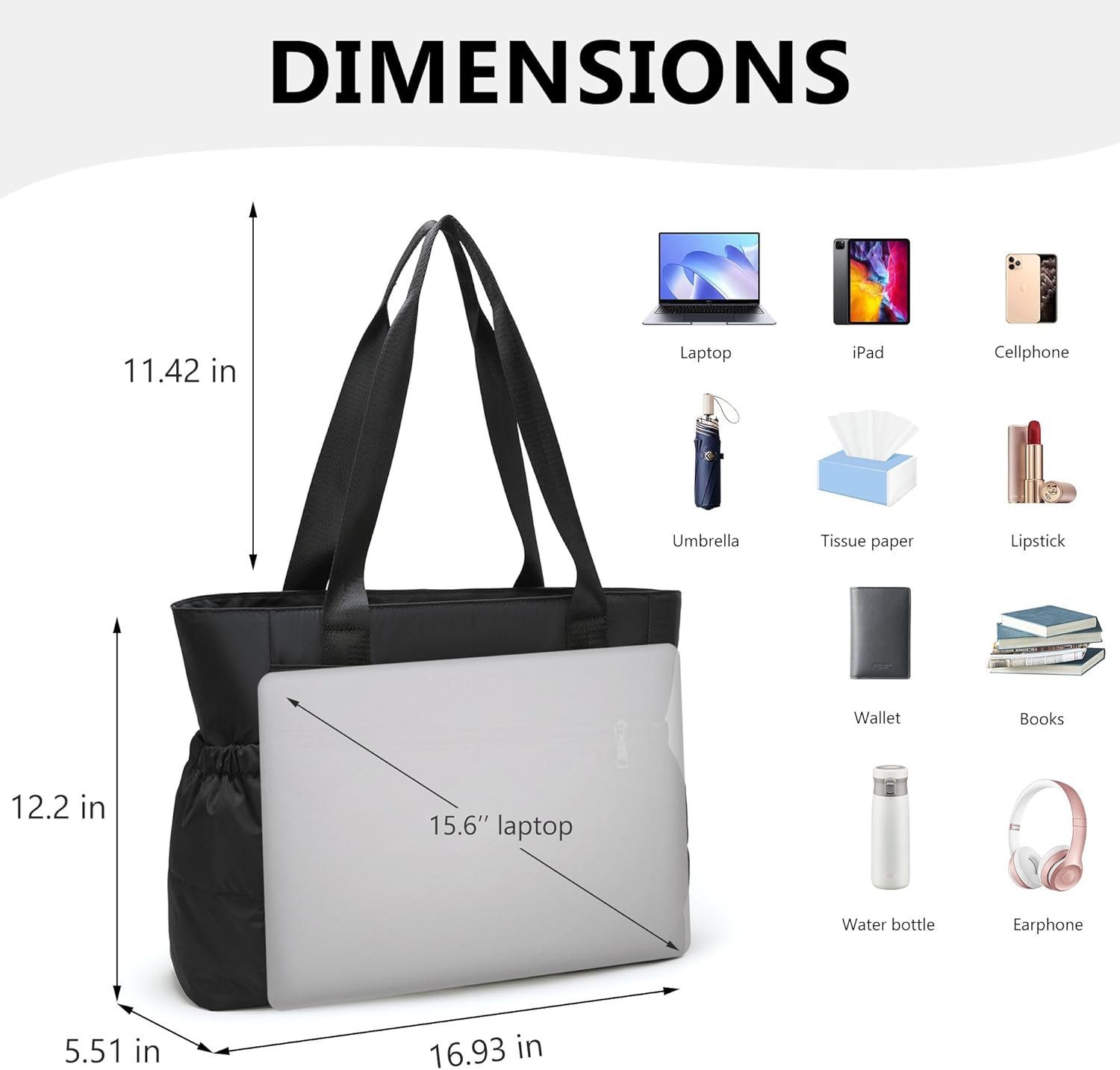 Women's handbag, zippered down handbag, multi pocket lightweight quilted tote shoulder bag