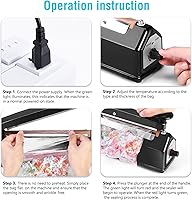 Vista 5 de METRONIC Sellador de bolsas de 8 pulgadas, Sellador térmico negro por impulso para bolsas de plástico, Máquina de sellado de bolsas de polietileno