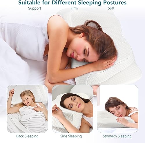 Miniatura 5 de WELTRXE Almohada cervical para aliviar el dolor de cuello y hombros, almohada de espuma viscoelástica para aliviar el dolor, almohada ergonómica