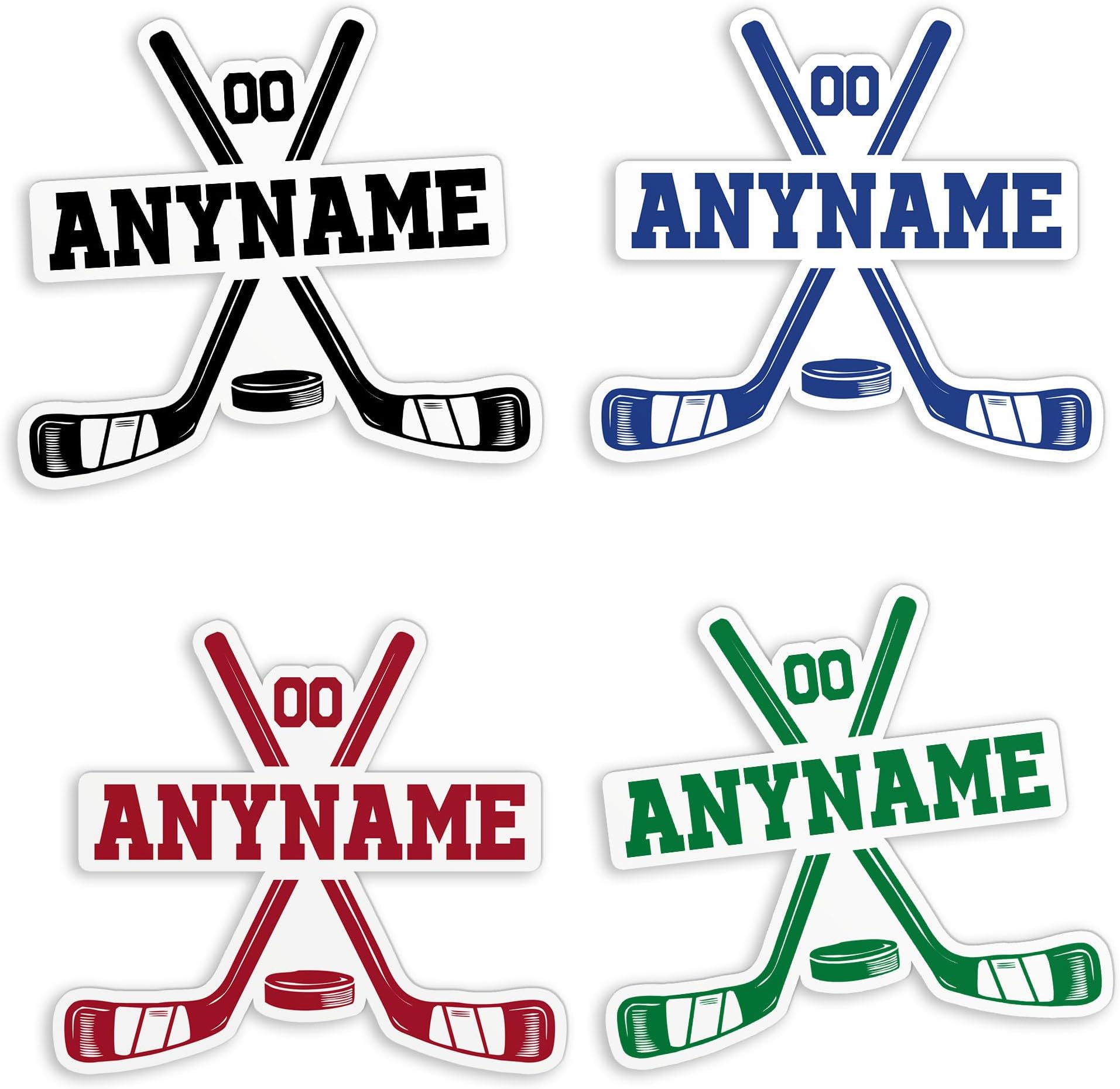 Custom Hockey Personalized Ice Hockey Name Number Stickers Hockey Stick Sport Lover Waterproof Die-Cut Vinyl Laptop Water Bottle Funny Car Birthday Hockey Team Gifts for Her Him Coach