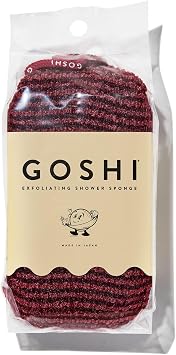 Goshi Exfoliating Shower Sponge- Brick Red, Rapid-Drying, Rip Resistant