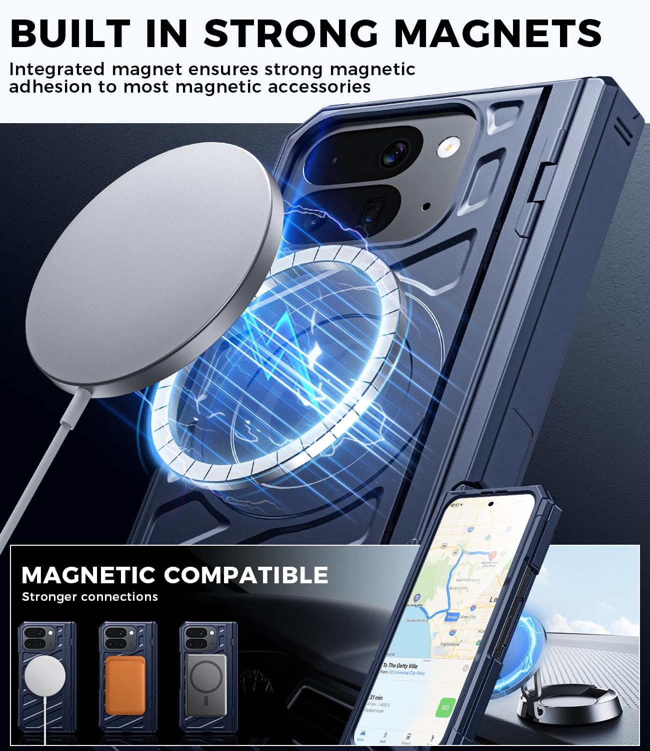 Magnetic For Pixel 10-Pro-Fold Case: Durable Phone Case for Business With Privacy Screen Protector [Compatible With Magsafe][Hinge Protection] Invisible Dual Stand For Google 10 Pro Fold 5G 2025