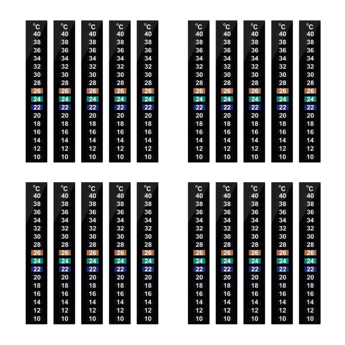 Kisangel 40piezas Digital Adhesivo De Tira Para Medición De Temperatura Interior Indicador De Color y Rango Para Acuarios y Superficies Planas