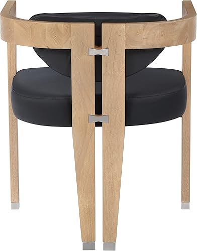 Miniatura 4 de Meridian Furniture Carlyle Collection Modern  Silla de comedor contemporánea, acabado de madera maciza, piel sintética suave, detalles de cromo