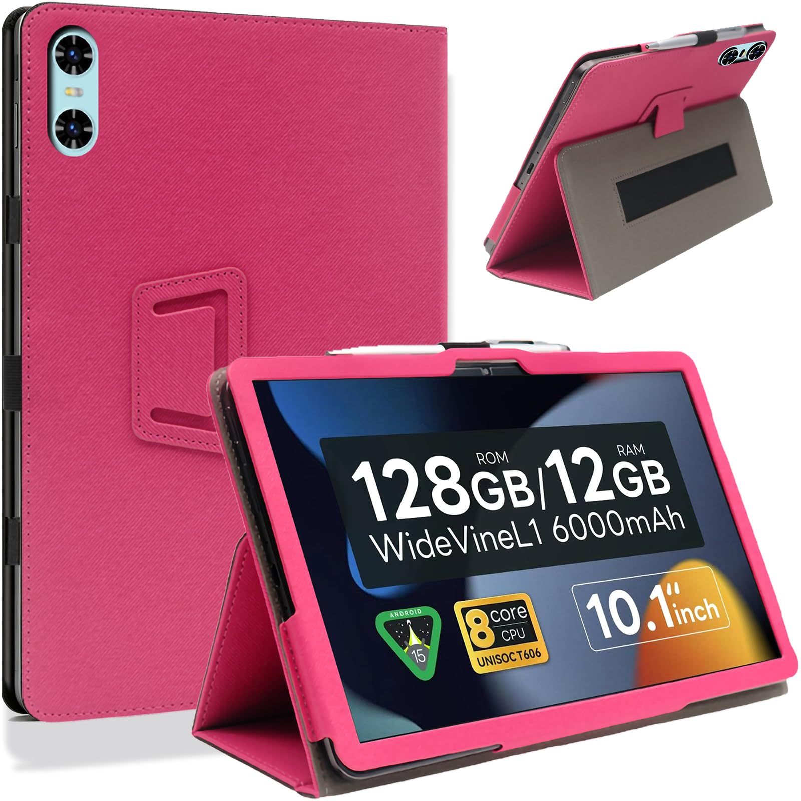 HEFENGKU SVITOO タブレットケース Android16 10インチ For SVITOO P10/WINMIQ P10/HiGrace A10 ケースカバー 高級PU レザー タブレットカバー 保護ケース 角度調整 磁気吸引 ペン収納可能 軽量 耐衝撃 擦り傷防止 全面保護型 手持ちのゴムバンドです 保護カバー SVITOO P10 専用 10インチタブレットケース（レッド）