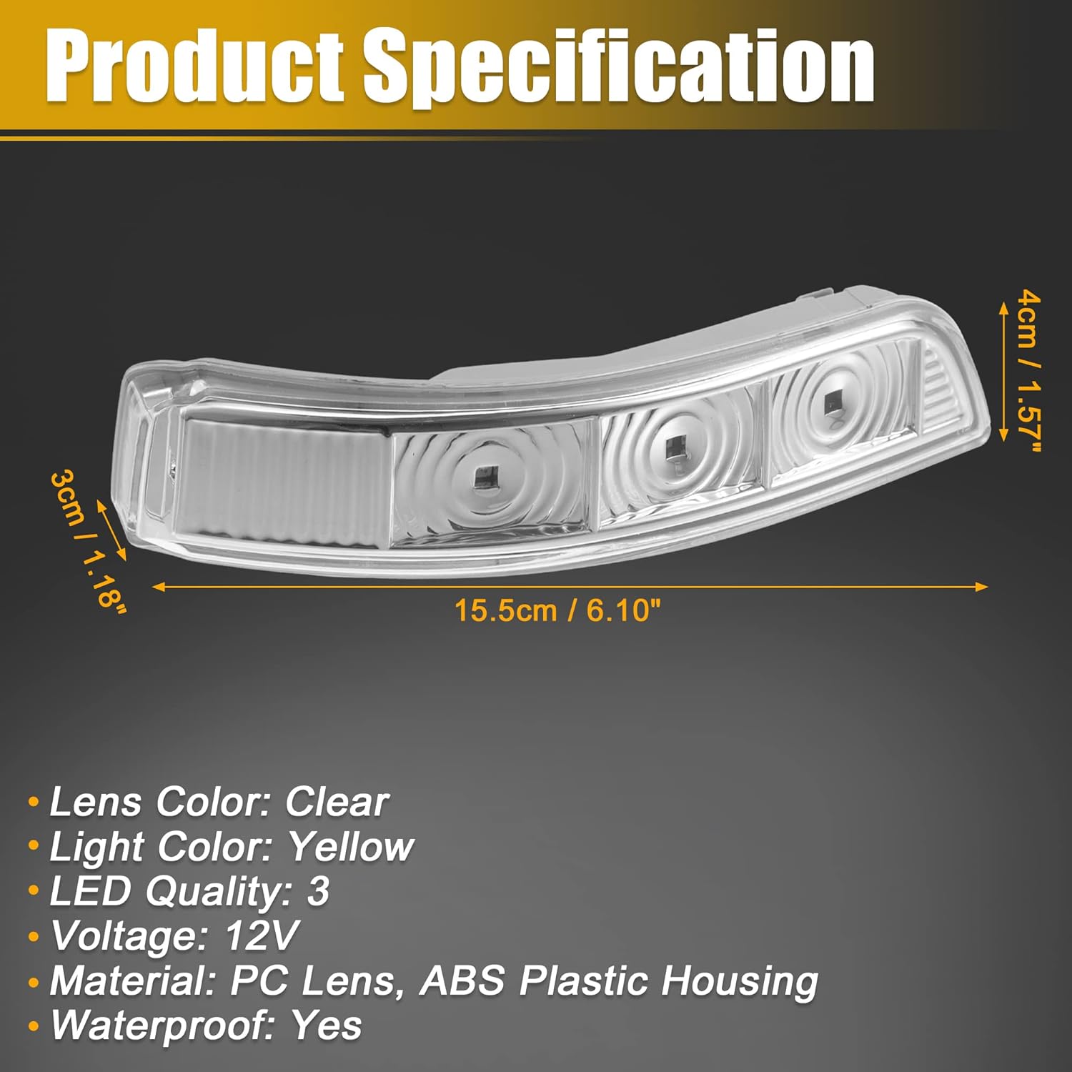 X AUTOHAUX Car 3 LED Front Right Side Mirror Turn Signal Light 87623-2P000 for Kia Sorent 2012-2015