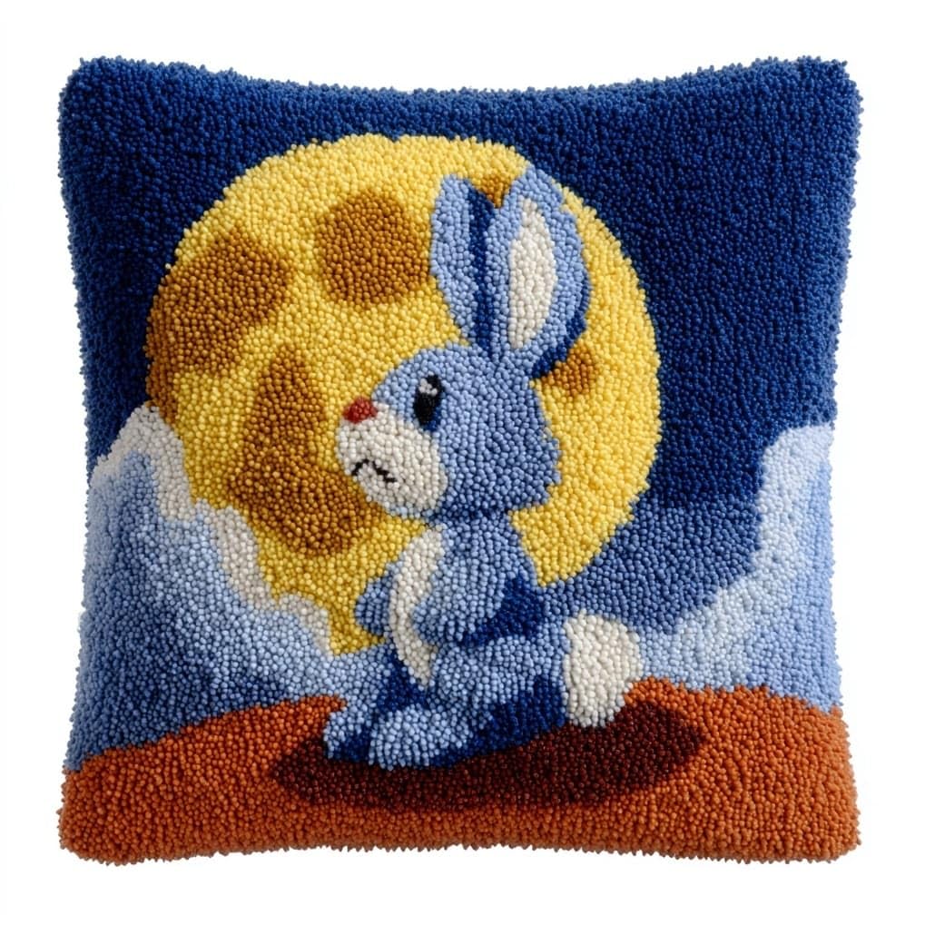 AxiangziK Pre-Printed Latch Hook Pillow Kit,Rabbit on the Moon