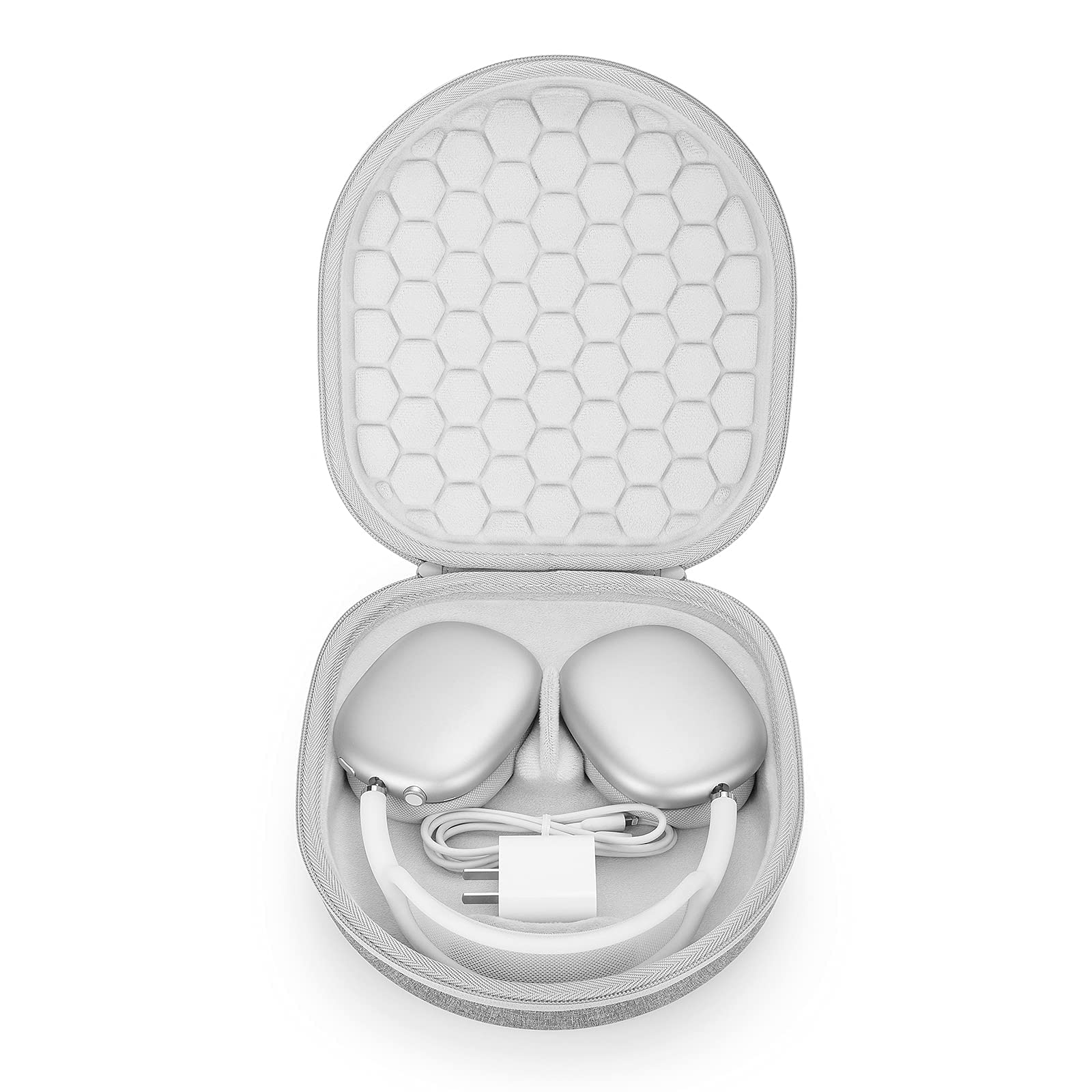 Smart Case for New Apple AirPods Max Supports Sleep Mode , Hard Organizer Portable Carry Travel Cover Storage Bag (Grey)